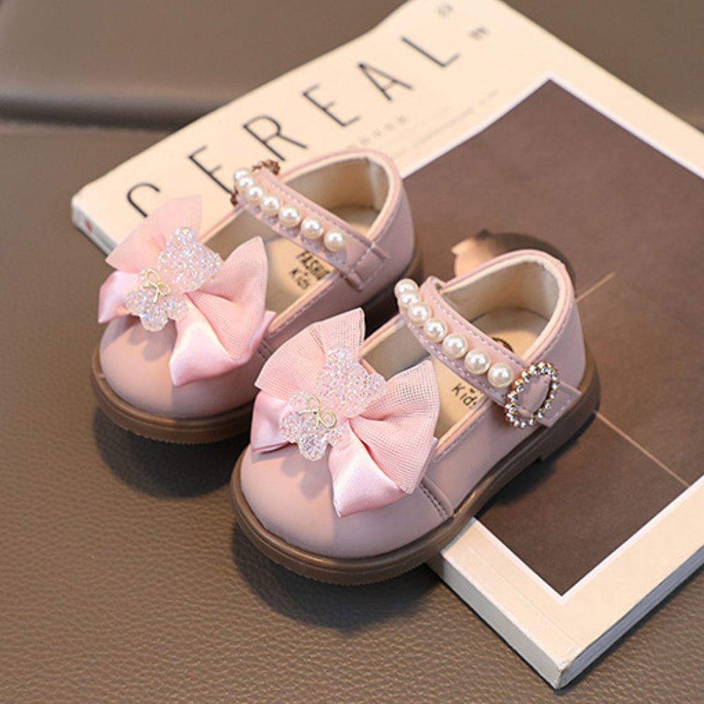 Teddy Bear Bow Applique Velcro Sandals for Baby Girls