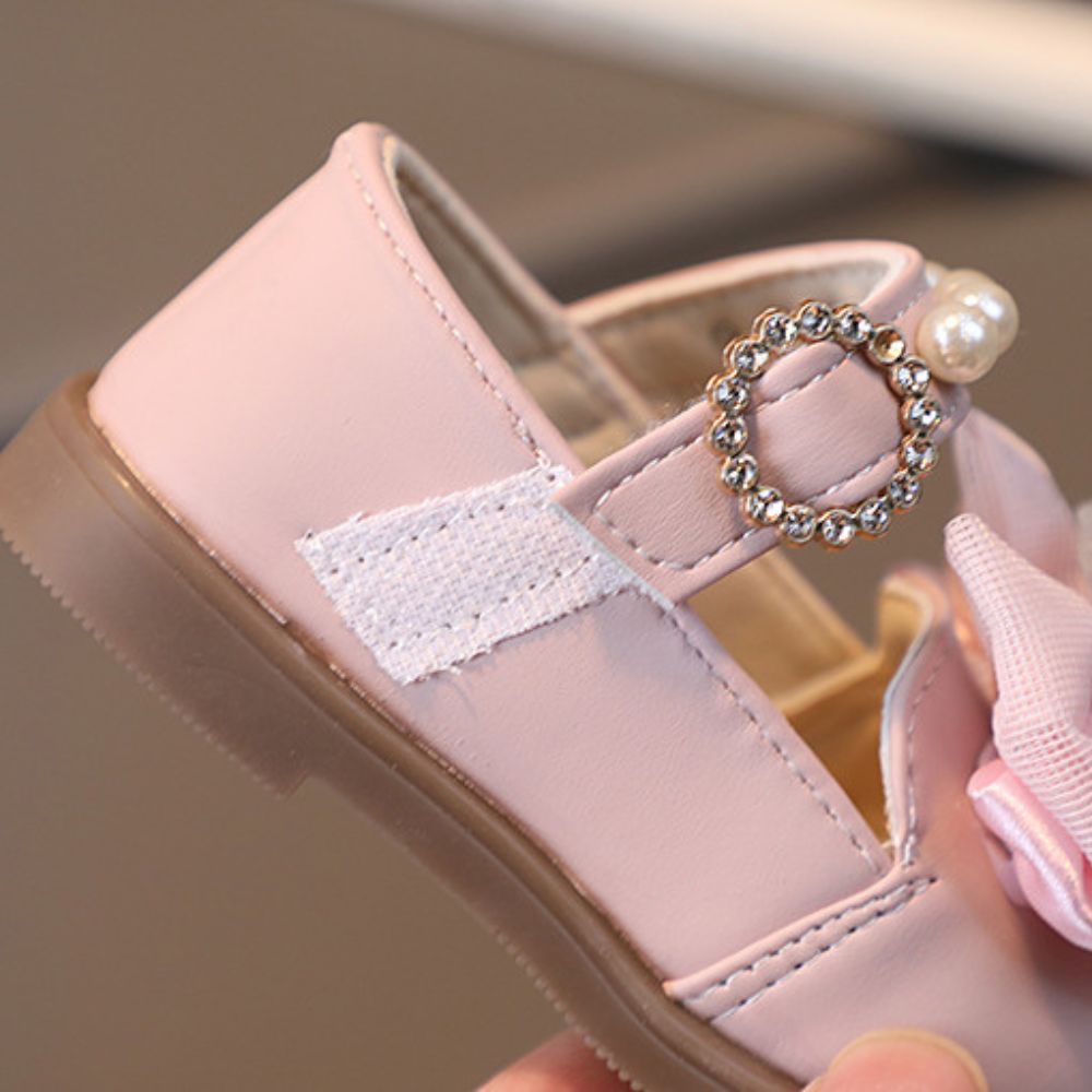 Teddy Bear Bow Applique Velcro Sandals for Baby Girls