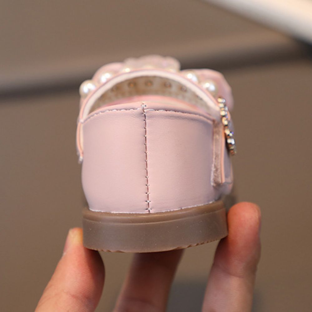 Teddy Bear Bow Applique Velcro Sandals for Baby Girls