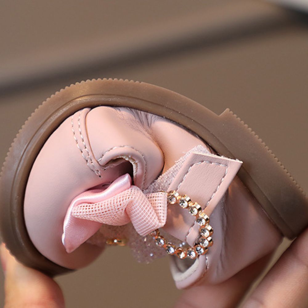 Teddy Bear Bow Applique Velcro Sandals for Baby Girls