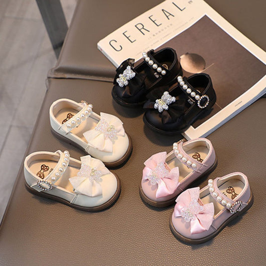 Teddy Bear Bow Applique Velcro Sandals for Baby Girls