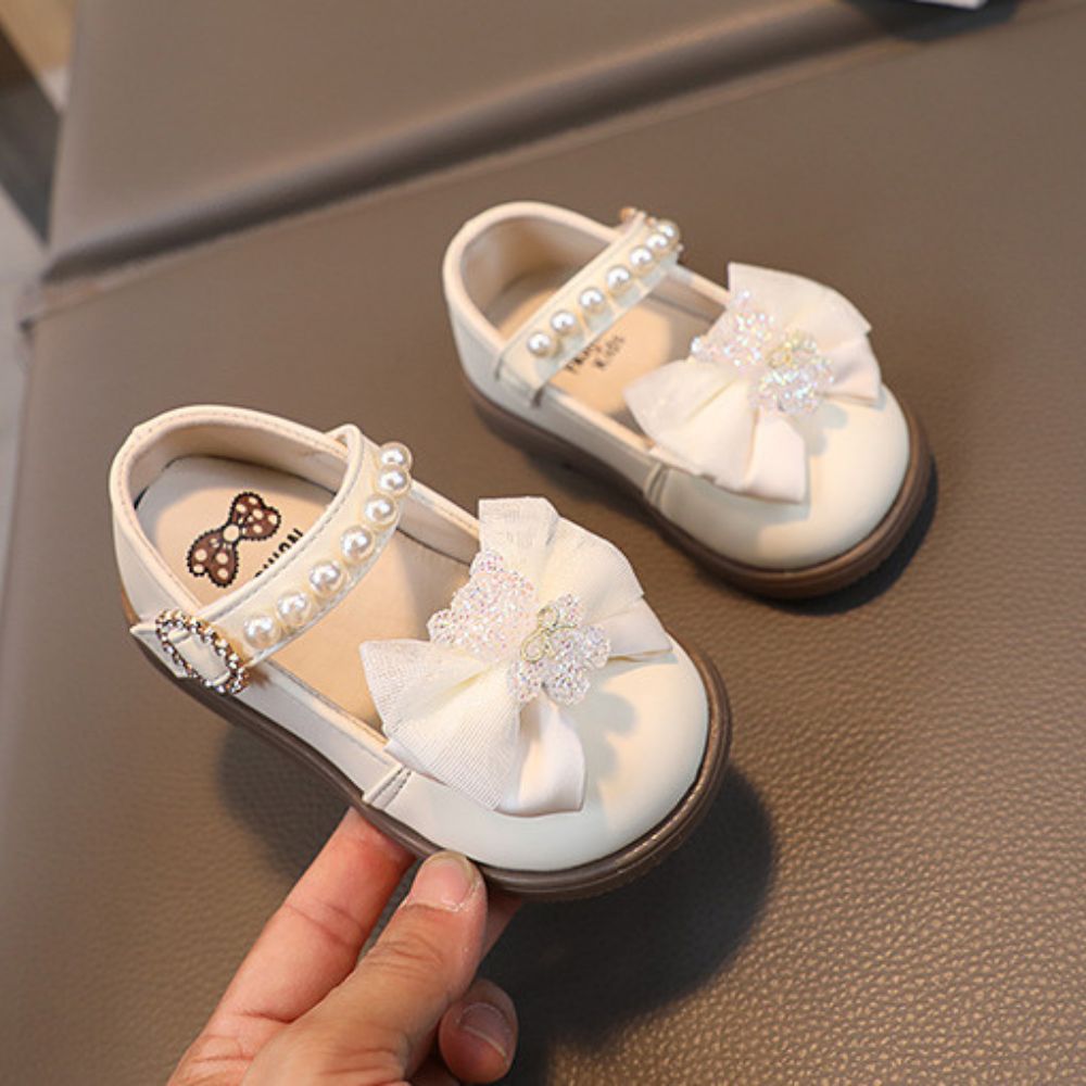 Teddy Bear Bow Applique Velcro Sandals for Baby Girls