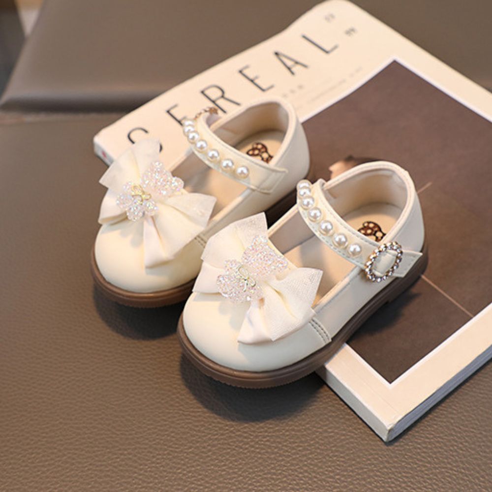 Teddy Bear Bow Applique Velcro Sandals for Baby Girls