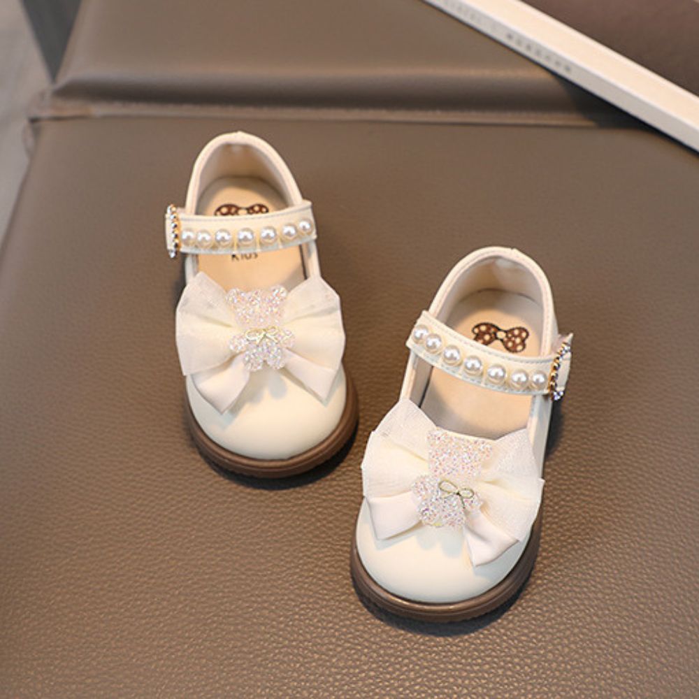 Teddy Bear Bow Applique Velcro Sandals for Baby Girls