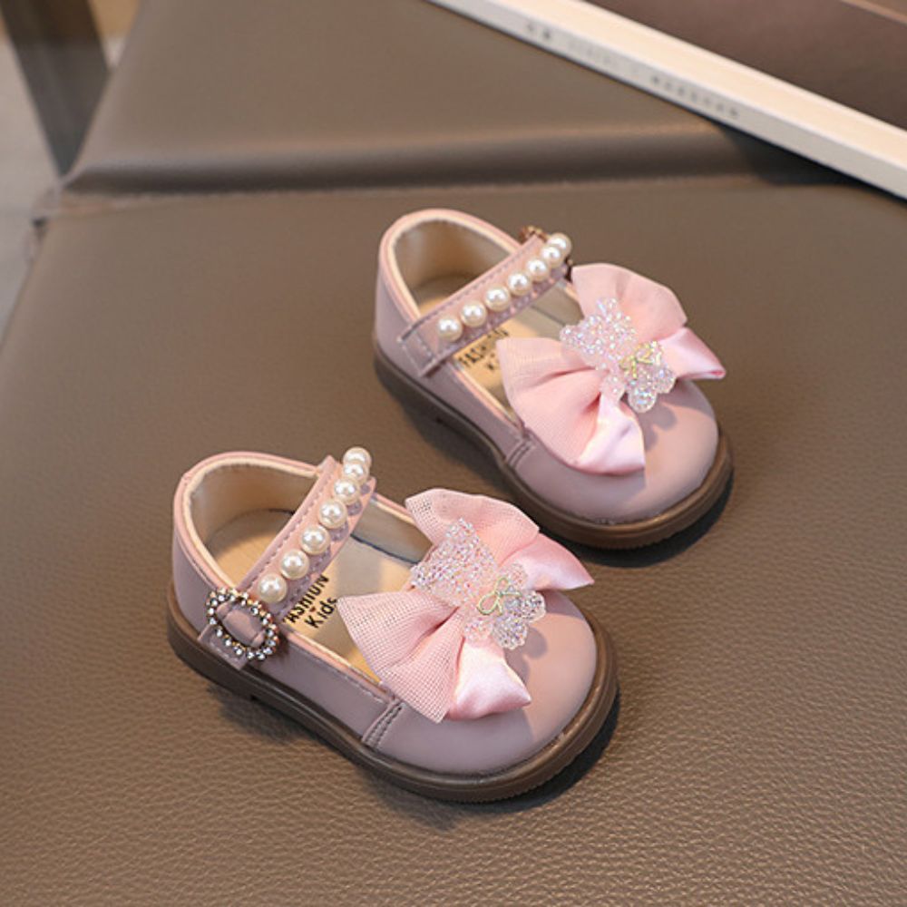 Teddy Bear Bow Applique Velcro Sandals for Baby Girls